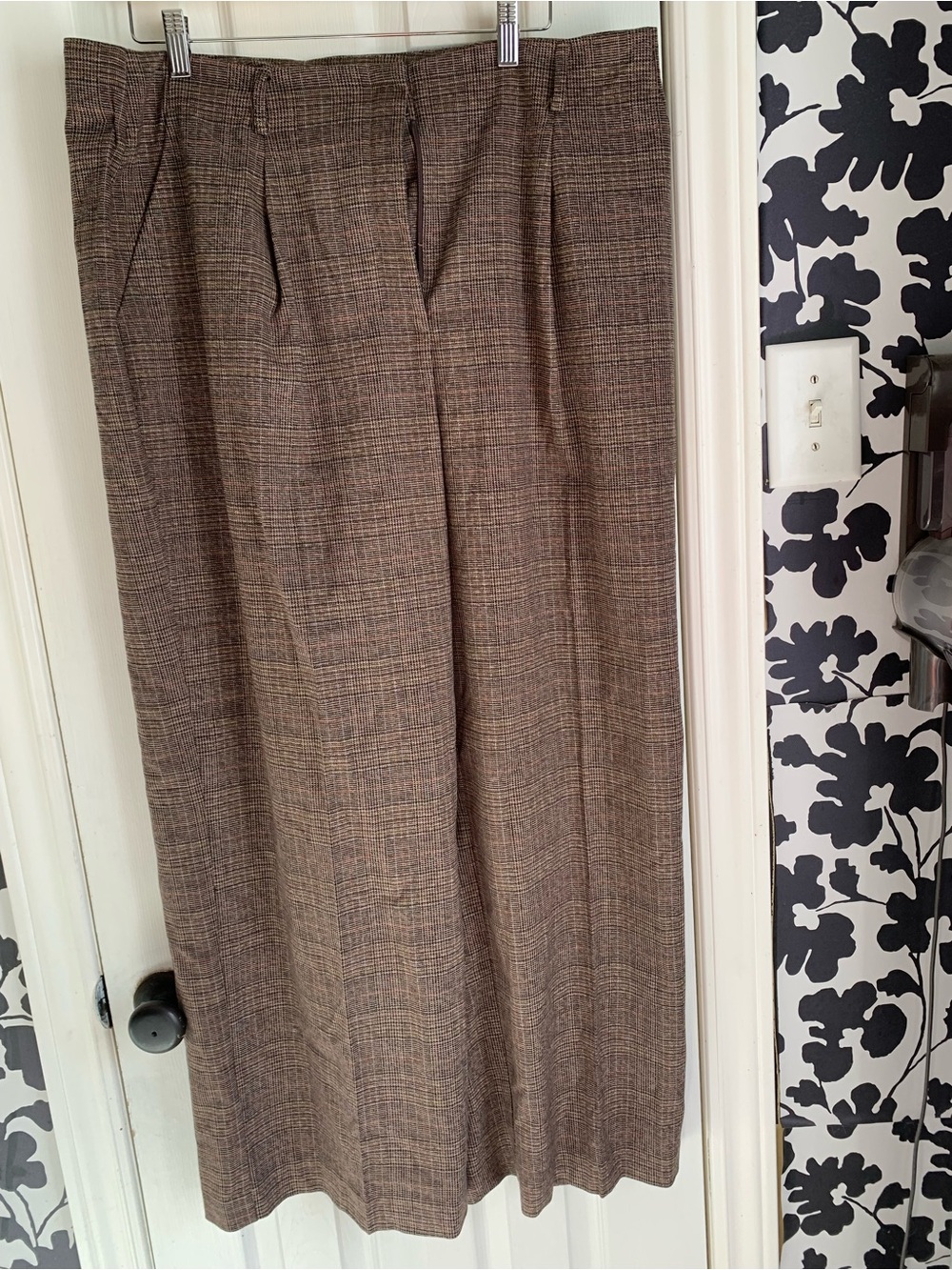 Reitmans Brown Plaid tailored Dress Pants old money wide leg